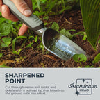 Woodland Tools Heavy Duty Garden Transplanter - Narrow Anodized Aluminum Hand Shovel with Depth Markings and Ergonomic Grip, Planting and Digging Tool for Soil, Flowers, Bulbs, and Raised Beds