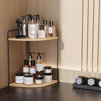 Forest Angle Bathroom Counter Organizer,Countertop Organizer,Vanity Organizers,Bathroom Storage,Bathroom Sink Caddy,Counter Shelf,Corner Counter,Corner Shelves(Black-Burlywood)