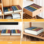 Joyoldelf Sock Drawer Organizer Divider Underwear Organizer 24-cell Fabric Dresser Drawer Organizers Storage Boxes for Socks Lingerie, Handkerchiefs, Ties 4 Pack (Beige)