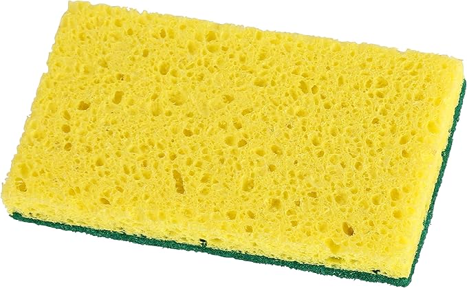 Scrubee Heavy Duty Scrub Sponge with Scouring Pad, Kitchen Dishwashing, Sink, Pot, and Frying Pan Cellulose Scrubber Sponge Non-Scratch, by Superio, 2-Pack (4.5" Sponge)