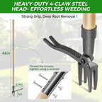 Weed Puller Tool, Stand Up Heavy Duty Root Removal Tool with 4-Claw Head & Long Handle, Garden Hand Weeding Tool - Easily Remove Weeds Without Bending, Pulling,or Kneeling
