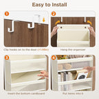 Mefirt Over The Door Organizer, 6 Shelf Door Hanging Organizers with 6 Large Capacity Pockets, Behind Door Storage Hanging Shelves for Closet Wall Bathroom Bedroom Nursery