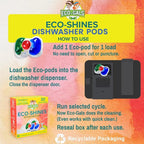 Eco-Gals Eco-Shines Dishwasher Detergent Pods With 3 in 1 Power of Liquid, Powder, and Gel for Brighter Cleaner Dishes