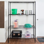 Honey-Can-Do 4-Tier Heavy-Duty Adjustable Shelves, Metal Storage Rack with 350-lb Shelf Capacity, Black, 18" W x 48" L x 72" H