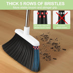 Broom with Dustpan Combo Set for Home 54-in Long Adjustable Handle Angle Broom and Dustpan Set with Dustpan Comb Teeth for Sweeping Pet Hair Food Dirt Kitchen