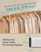 SONGMICS Clothes Rack with Wheels, Heavy-Duty Garment Rack with Extendable Hanging Rod, 286.6 lb Load Capacity, 17.7 x (43.3-59.1) x 64.1 Inches, Chrome-Plated, Silver UHSR11S
