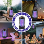 Electric Bug Zapper, 2500V Plug-in Mosquito Trap with Replaceable Sticky Pads & Lamp Tube, 365nm Lighted Hanging Insects Killer Attracting Moths, Gnats, Flies IPX4 for Indoor Outdoor Use