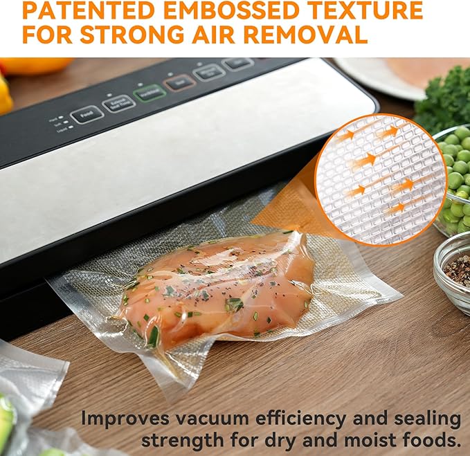 Wevac Vacuum Sealer Bag Rolls, 8"x16' (2 Rolls), Heavy Duty Food Storage for Sous Vide, Freezer, Meal Prep, Keep Food Fresh Longer