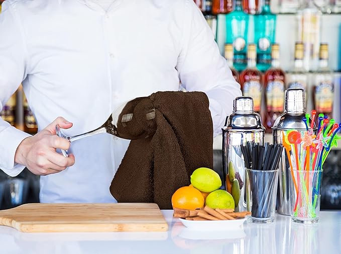 Utopia Towels Kitchen Bar Mops, Pack of 12, 16 by 19 Inches, 100% Cotton Super Absorbent Brown Towels, Multi-Purpose Cleaning Towels for Home and Kitchen Bars