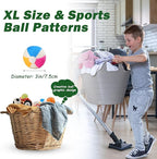 Wool Dryer Balls XL Size 6 Pack - Fun Dryer Balls with Ball Patterns Cute Dryer Balls Laundry Reusable Anti Static Handmade New Zealand Wool Balls (Ball Patterns with Primitive Color)