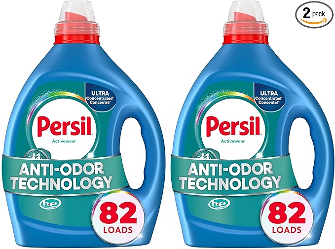 Persil Activewear Clean,Liquid Laundry Detergent,High Efficiency (HE),Deep Stain Removal,Ultra Concentrated,82.5 fl oz,82 Loads,(Pack of 2)