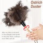 Ostrich Feather Duster 14" Natural Handheld Reusable Feathers Dusters with Wooden Handle for Cleaning Supplies Home Car Office