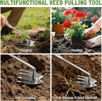 Weed Puller Tool, 4 Teeth Stainless Steel Manual Weeder, Portable Weed Remover Pulling Tool for Cracks Vegetables Garden Backyard Farm Planting & Weeding