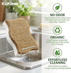 9 Pack Kickleen Biodegradable Natural Kitchen Sponges - Compostable Cellulose and Coconut Walnut Scrubber Sponge - Eco Friendly Sustainable Sponges for Dishes (9 Pack)