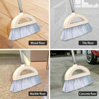 Angle Broom for Hardwood Floors - Soft Bristled Indoor & Kitchen Broom (Light Pink)