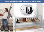 KEETDY 3-Tier Long Shoe Rack for Closet Metal Shoe Organizer for Entryway, Wide Stackable Shoe Storage Shelf with Sturdy Wire Grid for Closet Floor, Bedroom, Grey