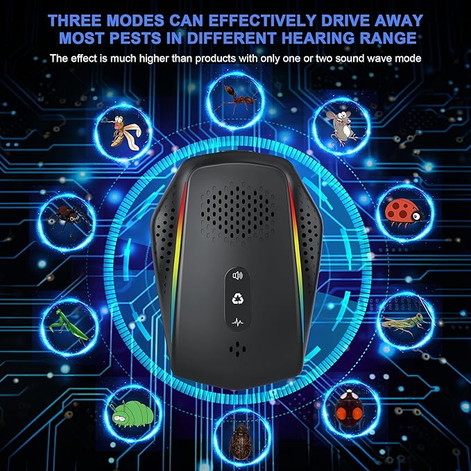 (2026 Upgraded) Ultrasonic Insect & Pest Indoor Repeller, Repellent for Rodent, Mice, Rats, Roaches, Ants, Spiders, Bugs, Fly, Home Plug-in Control Device, 3 Mode Switching (6 Pack)