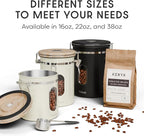 Veken Coffee Sugar Canister with Window, Airtight Stainless Steel Kitchen Food Storage Container with Lids, Date Tracker and Scoop for Grounds Coffee, Beans, Tea, Flour, Cereal Jars, 16OZ, Cream