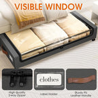 SpaceHacks Under Bed Storage with Wheels 1Pack Storage Containers with Clear Window&Label Under Bed Drawers Rolling Under Bed Storage for Clothes,Shoes, Blankets (30.71 x 16.93 x 6.69 in, Dark Grey)