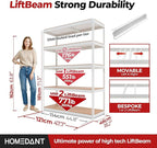 HOMEDANT 47.7" W 5 Tier Heavy Duty Garage Shelving Adjustable Metal Rack Storage Shelves Standing Shelf Unit Organizers Industrial Warehouse Basement White 1Pack