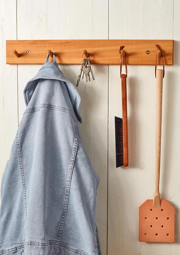 REDECKER Flyswatter with Beechwood Handle and Punched Leather Head, Flexible Leather Head is Stain Resistant and Easy to Clean, 20 inches - Fly Swatter, Made in Germany - Wooden Fly Swatter