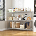3- Shelf Metal Shelving Unit 35.6Wx14Dx36H,Adjustable Storage Shelves Heavy Duty Garage Steel Shelving for Office,Wire Rack Small Shelf for Kitchen Shelves Laundry Bathroom Pantry Closet,Chrome