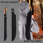 REAT Gardening Heavy Duty Machete,24" Full Tang Machete with Shaeth,Ergonomic No-Slip Handle,Machetes for Bushcraft, Outdoor Hunting, Garden Cutting Trees and Yard Work (Orange)