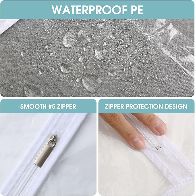 Garment Bags for Hanging Clothes, 6 PCs All Clear Garment Bag, Plastic Dustproof Suit Bag, Coat Protector Zippered Garment Covers for Closet Storage and Travel - 24'' x 32''/6 Pack