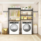 Ulif 65.3" W x 13.4" D x 77.5" H Clothes Drying Rack, 5 Tiers Over Washer and Dryer Laundry Room Storage and Organizer, Heavy-Duty Space Saver, Black
