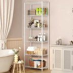 HOMEFORT 6-Tier Wire Shelving, 6 Shelves Unit Metal Storage Rack, Durable Organizer, Perfect for Pantry Closet Kitchen Laundry Organization (White)