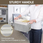 BALEINE 3 Pack Fabric Storage Bins for Shelves, Linen Storage Baskets for Organizing, Decorative Closet Bins for Clothes, Home (Grey, 12"x8"x8")