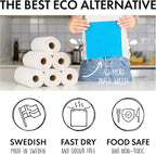 SUPERSCANDI 6 Pack Swedish Dishcloths for Kitchen - 100% Biodegradable & Compostable Reusable Paper Towels Washable, Food-Safe & Without Plastic - Dish Rags for Any Surface, Pink, Yellow, White