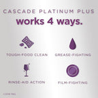 Cascade Platinum Dishwasher Pods, ActionPacs Dishwasher Detergent with Dishwasher Cleaner Action, Lemon Platinum Plus, 70 Count