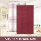 Homaxy Premium Cotton Kitchen Towels 16"x 28", Large Natural Ring Spun 390 GSM Dish Towels, Super Absorbent Terry Kitchen Hand Towels, Soft Tea Towel with Hanging Loop, Red Check Design,8 Pack