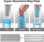 JOYMOOP Microfiber Flat Mop Pads, Washable Replacement Refills for Mop Bucket Set, 13 Inch, Pack of 4, Grey