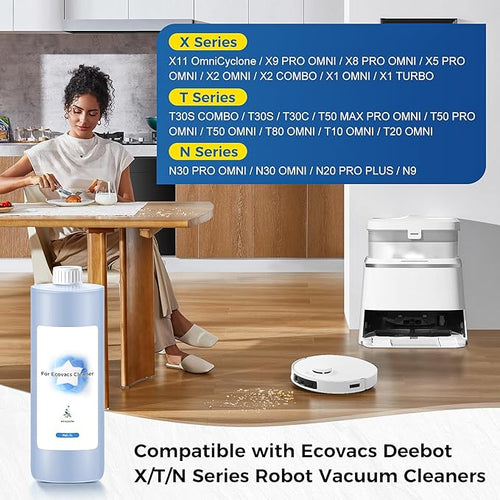 1L Multi-Surface Floor Cleaning Solution for Ecovacs Deebot T30S COMBO/T30S/X2 COMBO/X2 OMNI/T20 OMNI/X1 OMNI/X1 TURBO/T10 OMNI/X9 PRO OMNI/X11/N20/N30/X5/X8/T50/T80/T30C/N9+ Robot Vacuum Cleaner