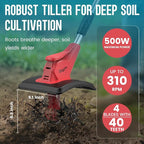 Cordless Tiller Cultivator for Milwaukee 18V Battery (Tool Only), 310RPM Electric Rototiller Garden Tools with 40 Steel Tines, 9.1In Tilling Width & 6.3In Depth Tiller for Gardening, Folding Design