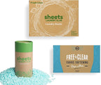 Sheets Laundry Club Bundle - 50 Pack (up to 100 loads) Fresh Linen Detergent Sheets, 40 Pack Vitality Dryer Sheets & 8 Oz. Uncharted Waters Scent Booster - New Liquidless Technology