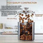 Cooks Standard Stainless Steel Food Jar Storage Canister Set Medium 4-Piece, 0.95qt/1.6qt/2.5qt/3.5qt Airtight Containers with Glass Lid for Tea Coffee Sugar Flour