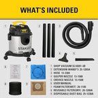 STANLEY 4 Gallon Wet Dry Vacuum, 4 Peak HP Stainless Steel 3 in 1 Shop Vacuum Blower with Powerful Suction, Vacuum for Job Site, Garage, Basement, Workshop, Top Handle, Portable Wet Dry Vac SL18301-4B