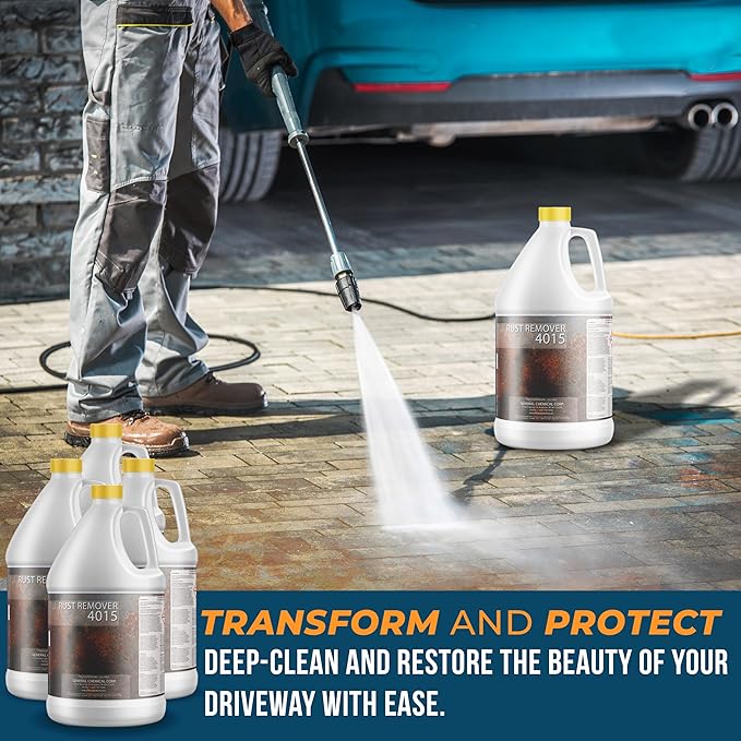 DeckGeneral Rust Remover 4015 All Surface Rust Stain Eliminator, Concrete Cleaner, Effective Rust Clean Up for Driveways, Walkways, Swimming Pools, Brick, Pavements and More (4 Gallon Case)