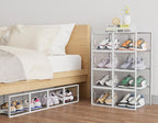 HOMIDEC Shoe Storage, 12 Pack Shoe Organizer for Closet, Shoe Boxes Clear Plastic Stackable Shoe Containers with Lids for Size 13