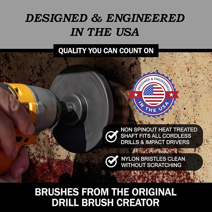 Cleaning Accessories Industrial Brushes - Baked on Food, Electric Smoker, Drill Brush Attachments for Stain and Rust Remover - BBQ Cleaning Kit Water Calcium Mineral | Electric Grill Brush for Drill