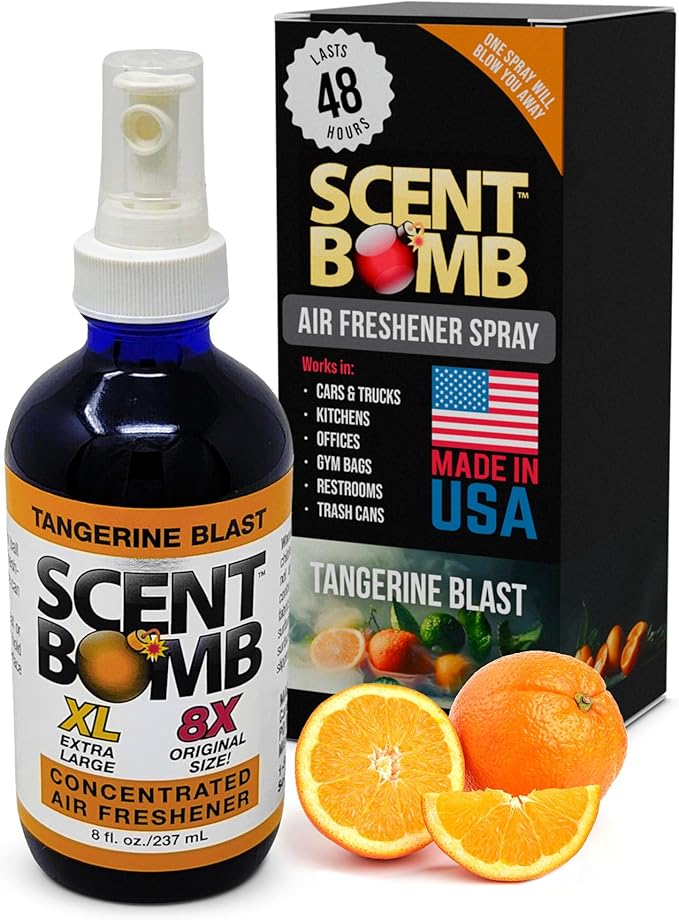 Scent Bomb Air Freshener Spray, Long-Lasting Odor Eliminator for Home & Car, Effective Deodorizer Spray for Kitchen, Bathroom, Fresh Room Spray & Smell Neutralizer, Tangerine Blast