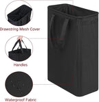 efluky Slim Laundry Basket, Narrow Laundry Hamper with Handles, Collapsible Dirty Clothes Hamper, Tall Laundry Bin for Laundry Room, Dorm and Bedroom, 12.7 Gallons(48L) Black
