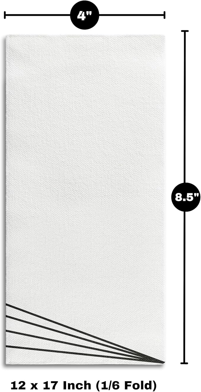 100 Pack Linen Feel Guest Paper Hand Towels | Disposable Super Absorbent Airlaid Paper Towels For Bathroom, Party, Weddings, Or Events | 12 x 17 Inches 1/6 Folded Decorative Design