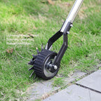 Wheeled Lawn Edger, Hand Garden Edger with Stainless Steel Handle, 26x4.5x15cm, Paint Coated Serrated Blade, for Overgrown Weeds (3 Sections)