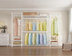 VIPEK X30 Expandable Clothes Rack Adjustable from 5' to 6'11", 950lbs Capacity Heavy Duty Portable Closet with 4 Hanger Rods & 7 Wire Shelves, Metal Wardrobe System for Reach-in Closet, White