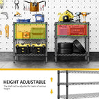 M MZG 750 lbs 3 Tier Shelf Metal Storage Shelves Wire Rack Closet Organizers for Garage Kitchen Bathroom Laundry Black 11.8" D x 25.6" W x 31.5" H
