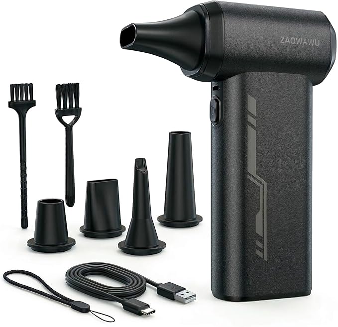 JX007 Electric Air Duster 150000RPM, Rechargeable Cordless Compressed Air Duster & Mini Blower, PC Cleaning Kit, Air Blower, Computer Cleaner for Keyboard, Car, Home, Outdoor